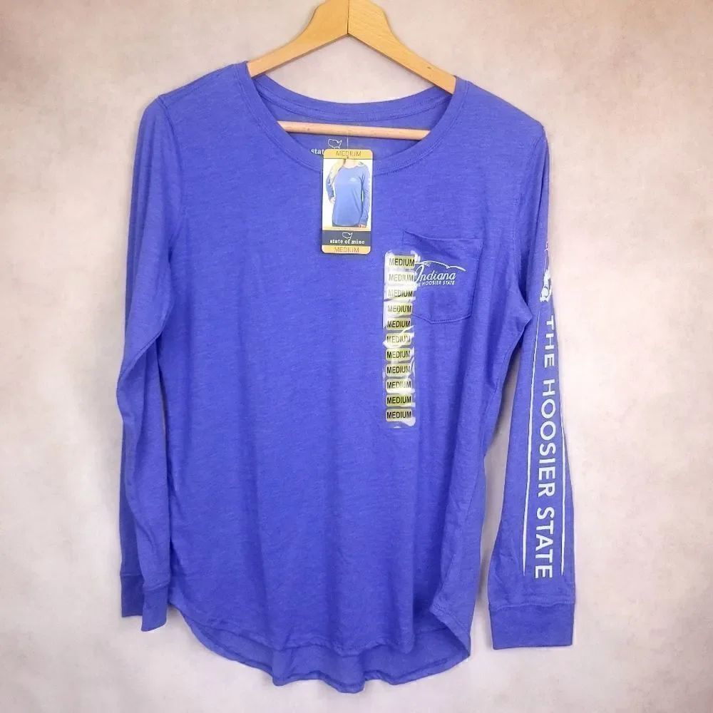 Purple Indiana State Of Mine Long Sleeve Shirt The Hoosier State Size Med